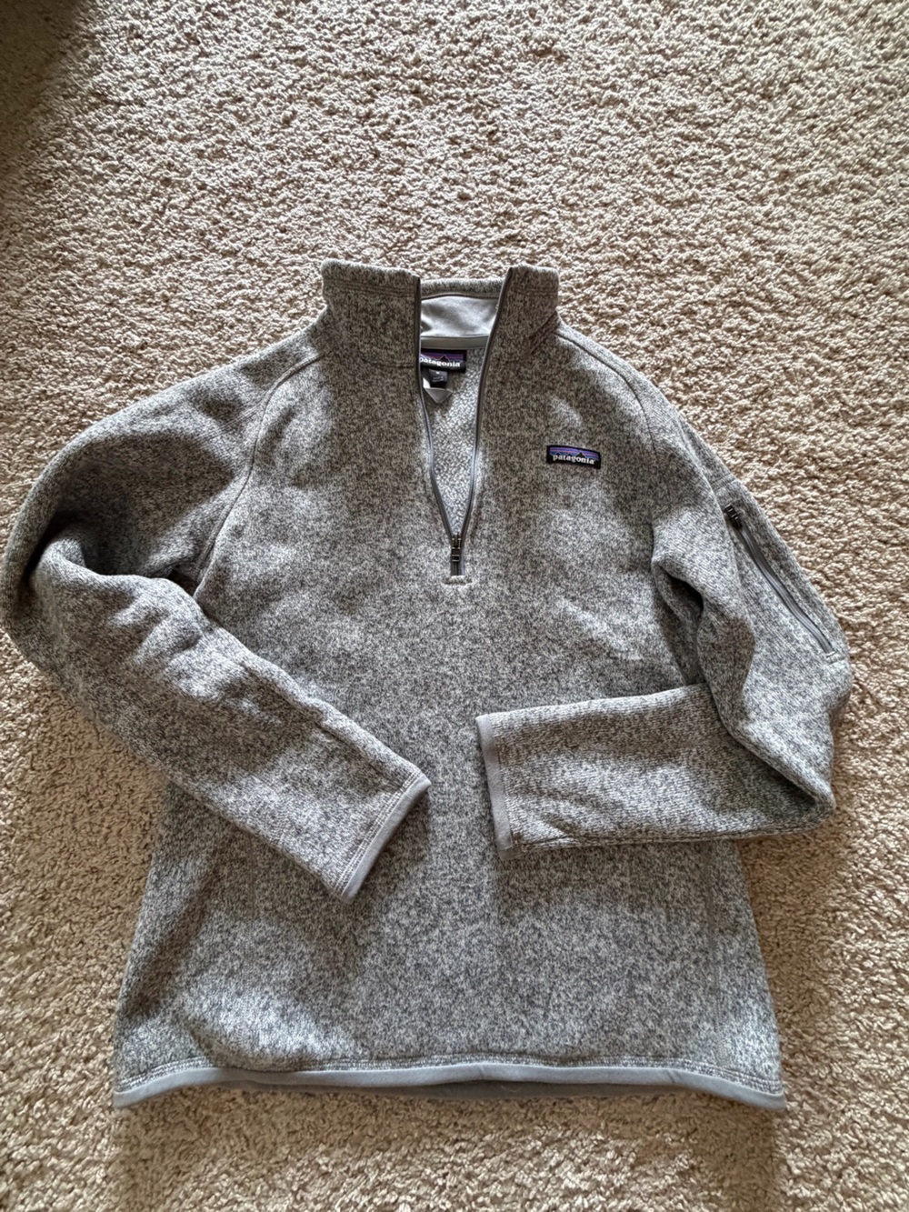Patagonia Heather Gray Quarter-Zip Fleece Pullover Hoodie